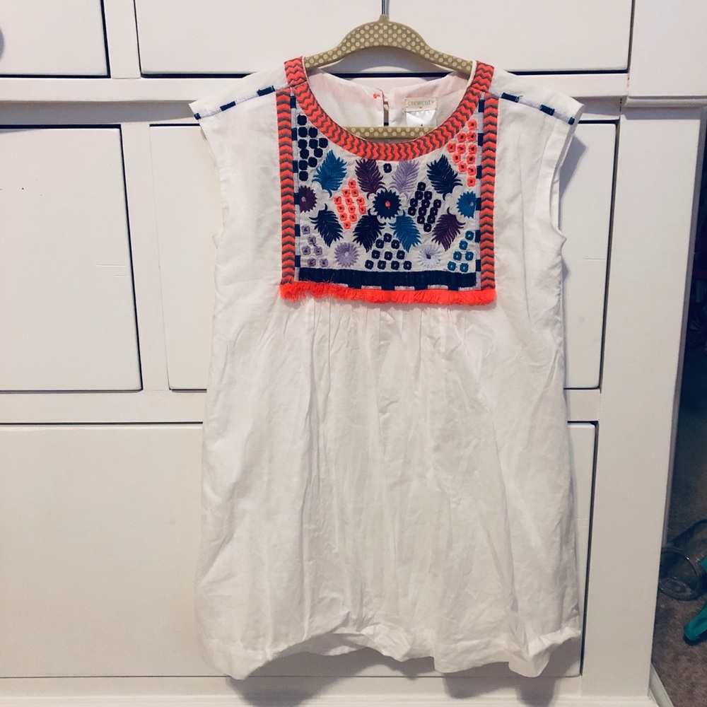 Jcrew Crewcuts Embroidered Boho Bib Dress Size 4
